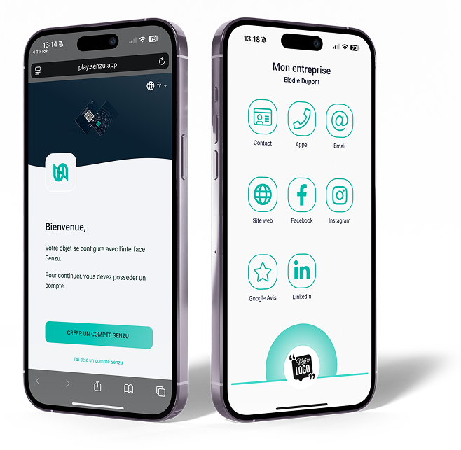 La aplicación Senzu en dos smartphones